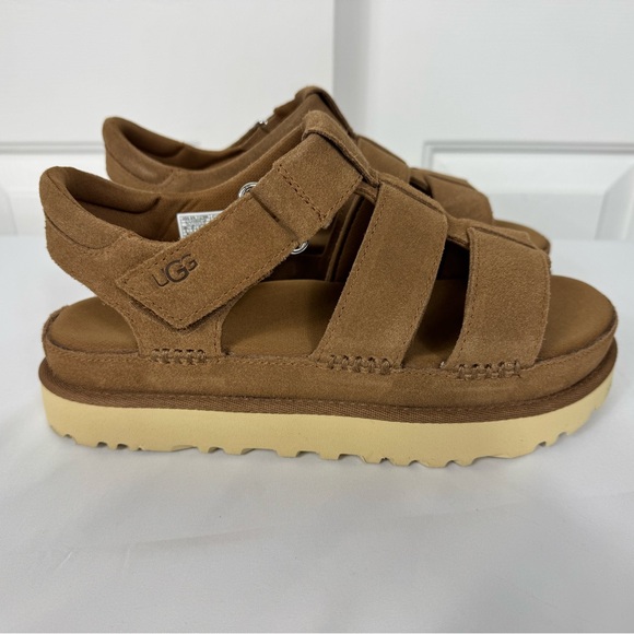 UGG Goldenstar Strap Chestnut Suede Platform Sandal Women's US size 8 NIB - Picture 1 of 12